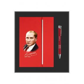 ATATÜRK BASKILI ÖZEL KUTULU DEFTER VE KALEM SETİ